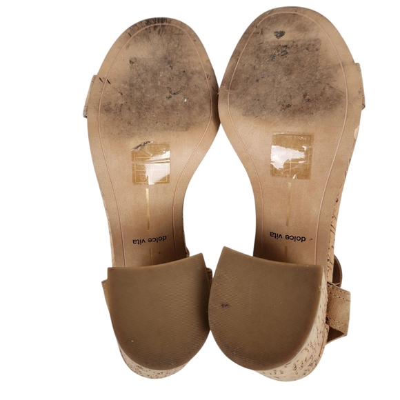 Dolce Vita Beige Tan Suede Leather Open Toe Chunky Heel Sandals Womens Size 10 - Picture 9 of 12